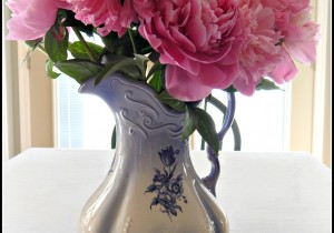 Peonies in a beautiful pitcher on MyHumbleHomeandGarden.com